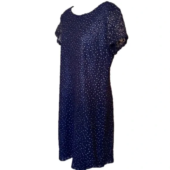 The LIMITED Celestial Dress Deep River Blue Embroidered w Metallic Silver Thread - Picture 7 of 9
